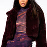 Front View Mi Amor Plush Faux Fur Jacket