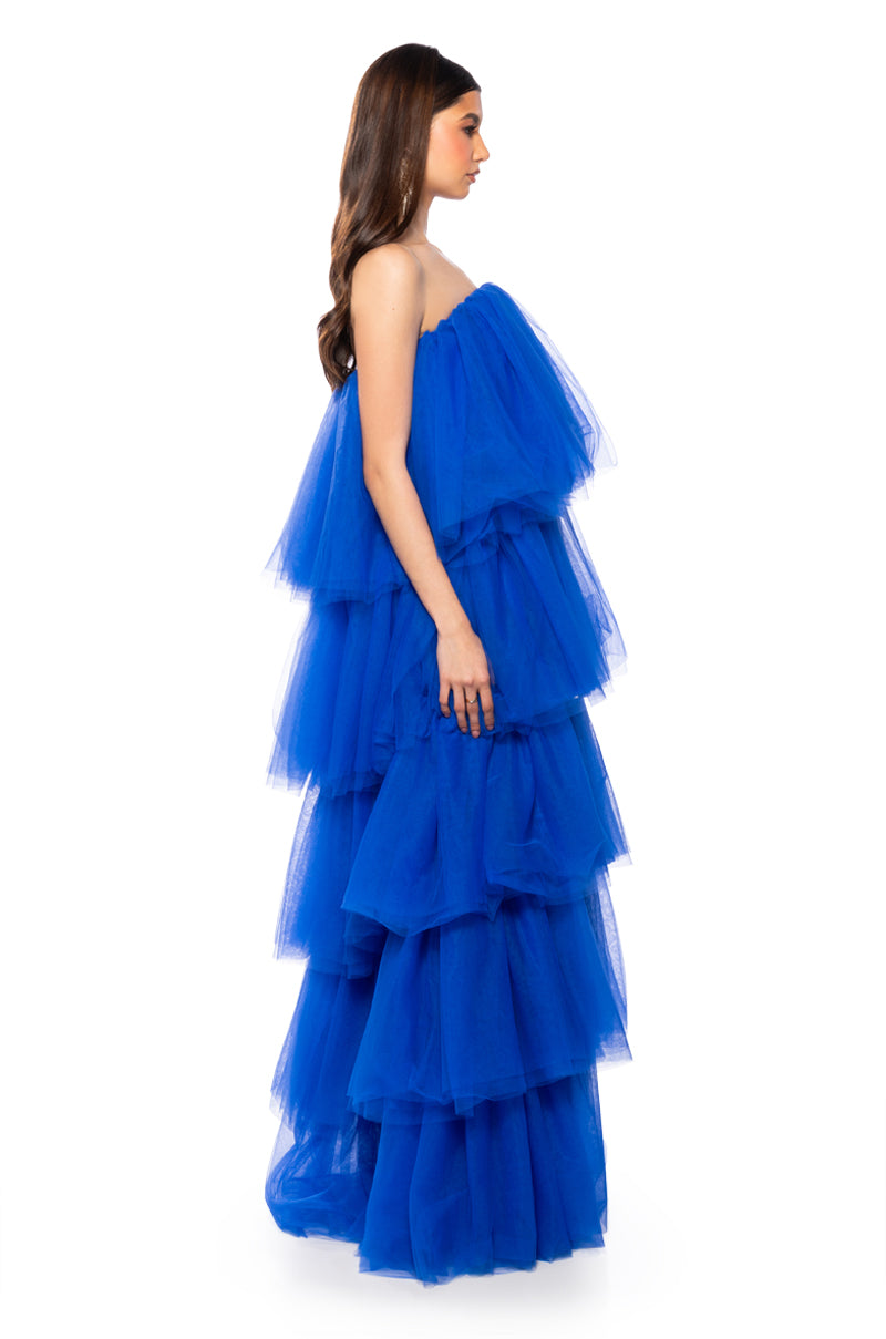 Side View Mia Asymmetrical Layered Maxi Dress 2