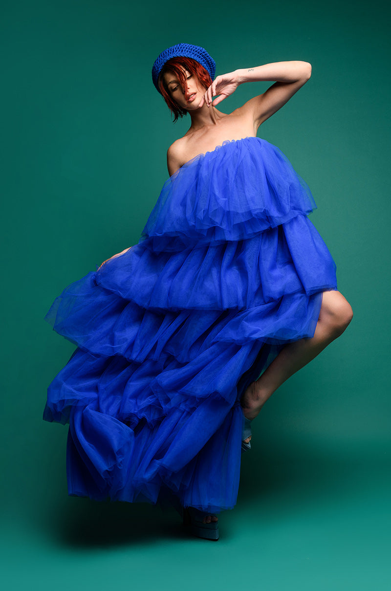 Side View Mia Asymmetrical Layered Maxi Dress 3