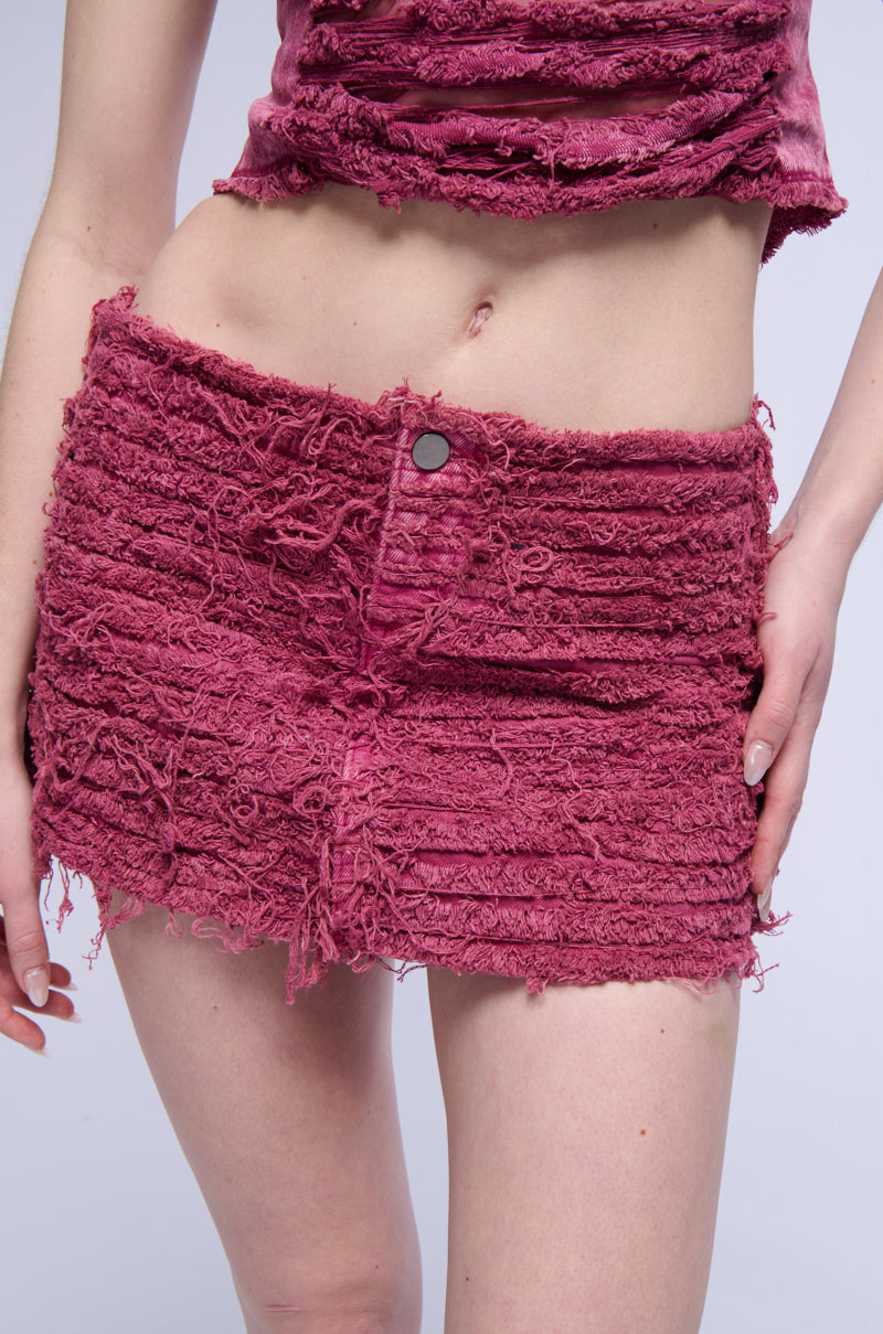 Full View Mia Distressed Denim Mini Skirt