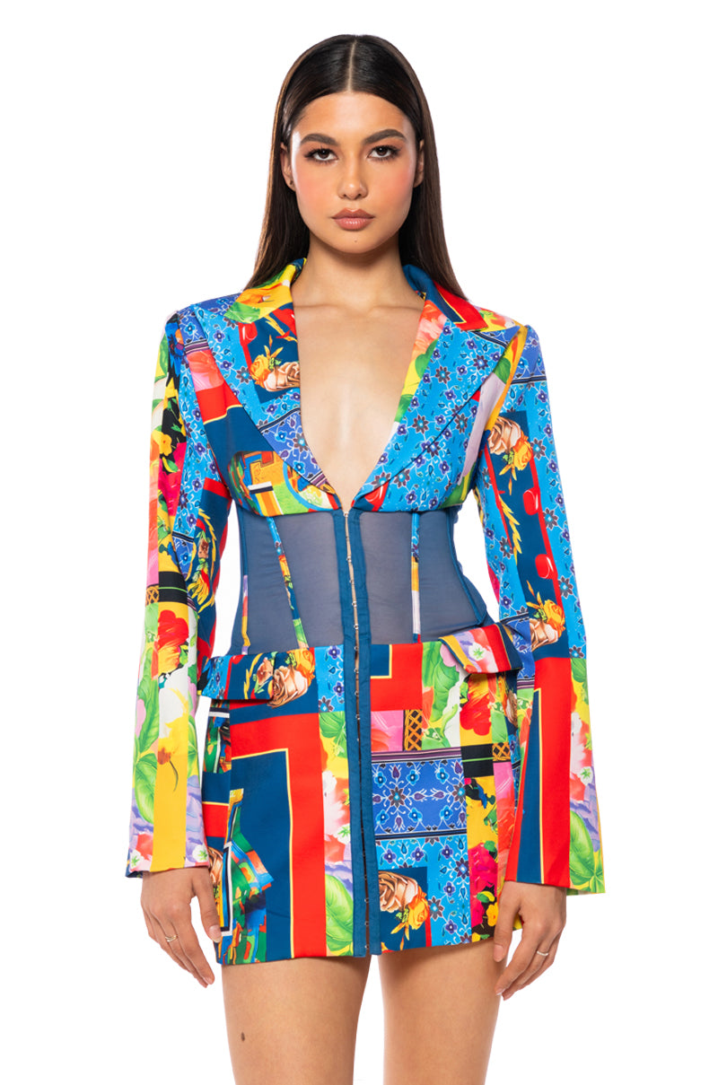 Front View Miami In The Trap Corset Blazer