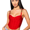 Front View Miami Mami Knit Corset Top In Red