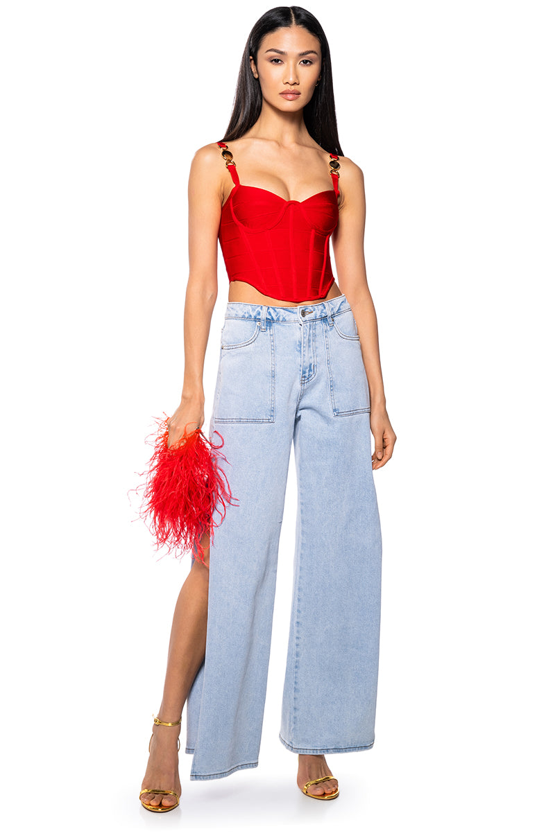 Back View Miami Mami Knit Corset Top In Red 2