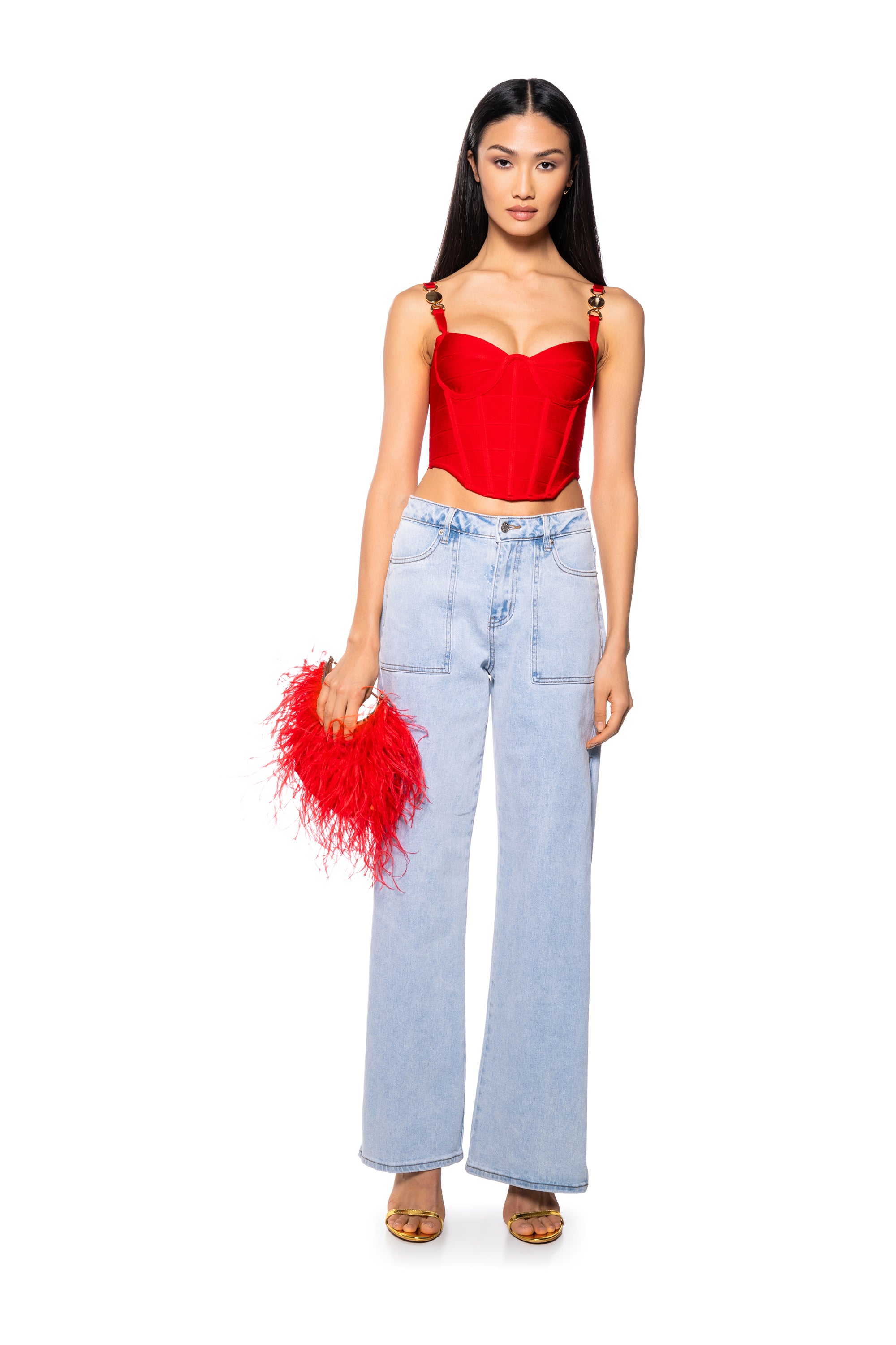 Extra View Miami Mami Knit Corset Top In Red 6