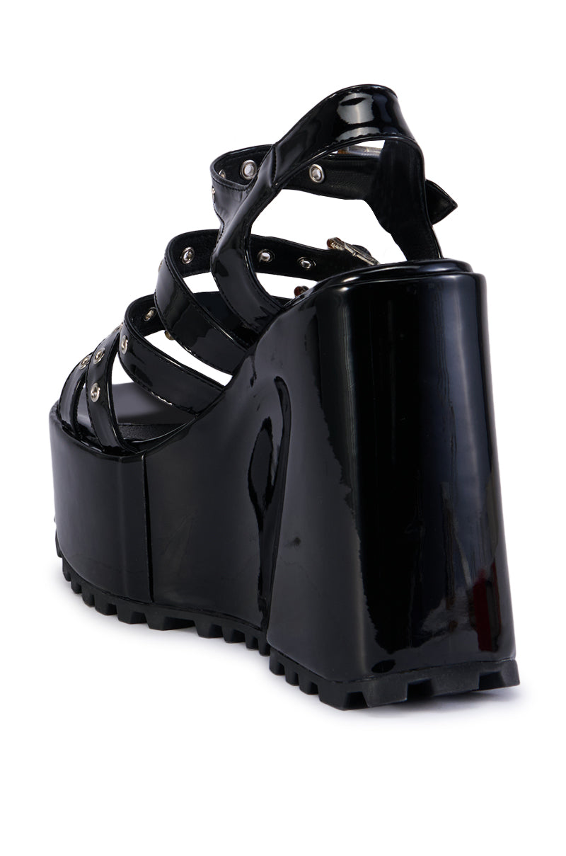 Detail View Michaela Black Wedge Platform Sandal