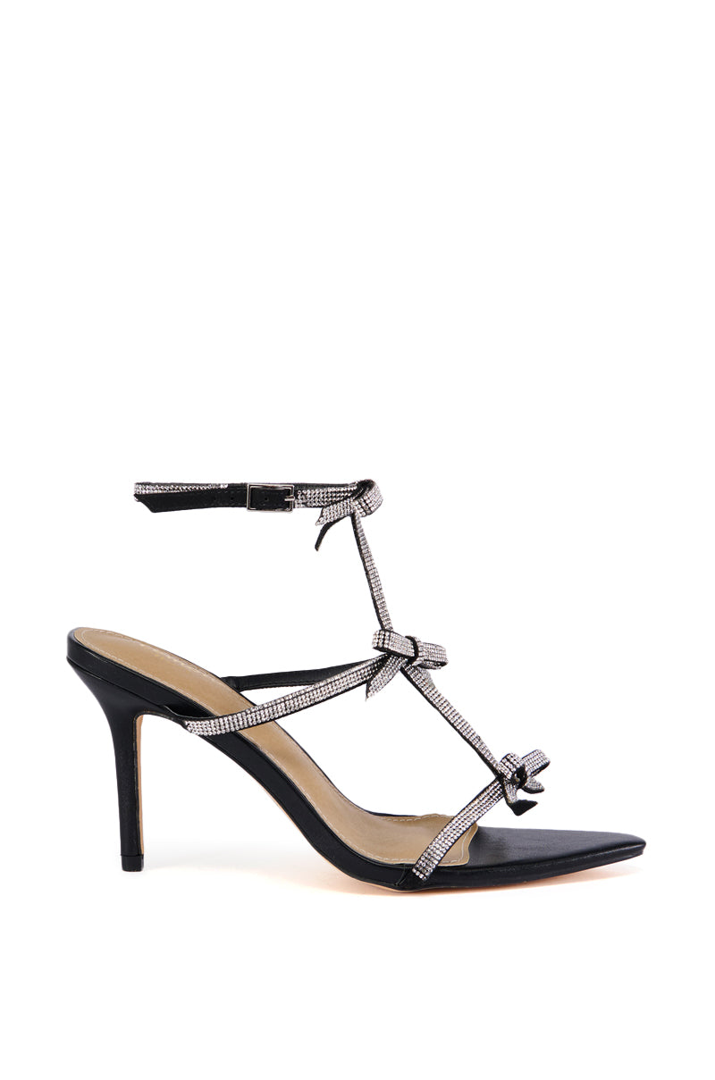 Side View Microdose Black Sparkle Stiletto Sandal