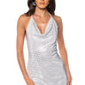 Front View Midnight Magic Rhinestone Mini Dress In White