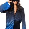 Front View Midnight Stunner Ombre Plisse Button Down