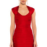 Front View Mila Cap Sleeve Soft Bandage Mini Dress In Red