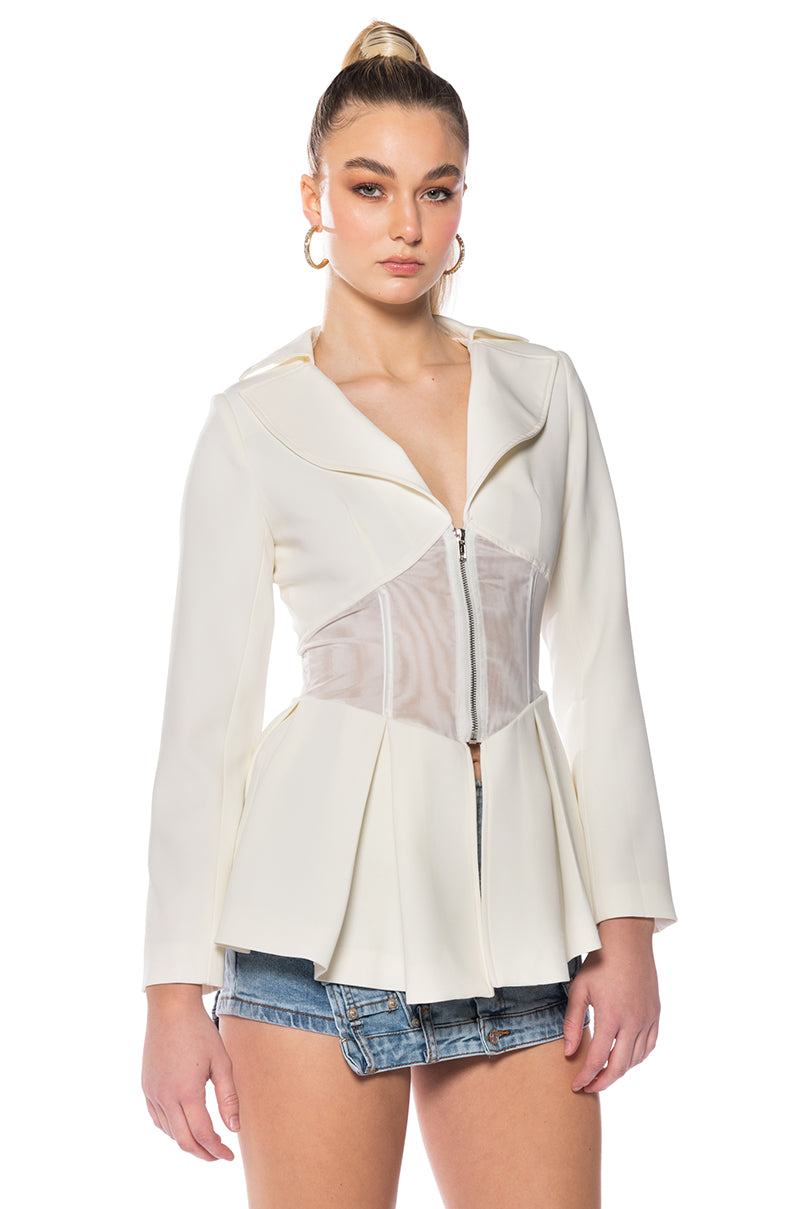 MILA CORSETED PEPLUM BLAZER view 0