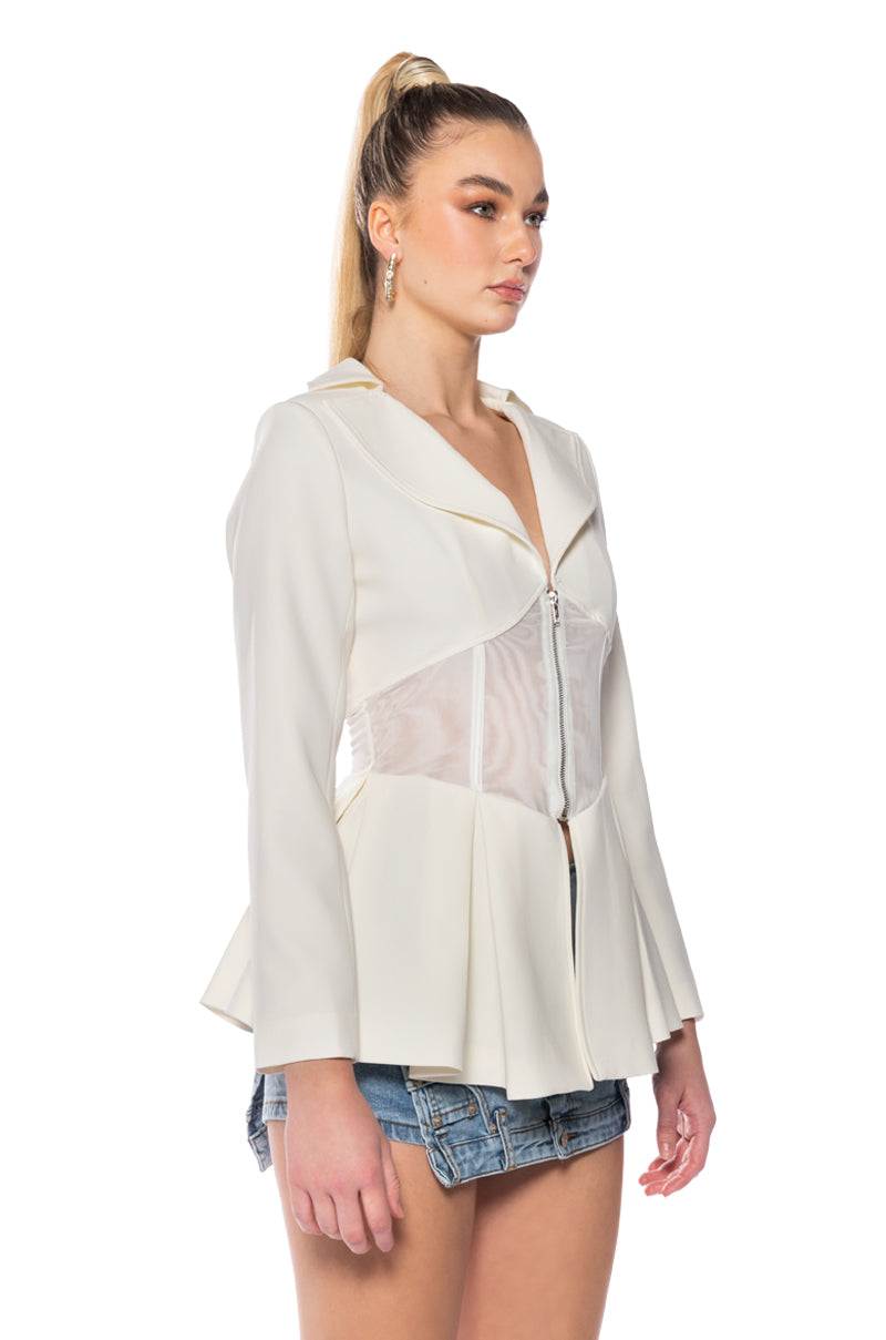 Side View Mila Corseted Peplum Blazer