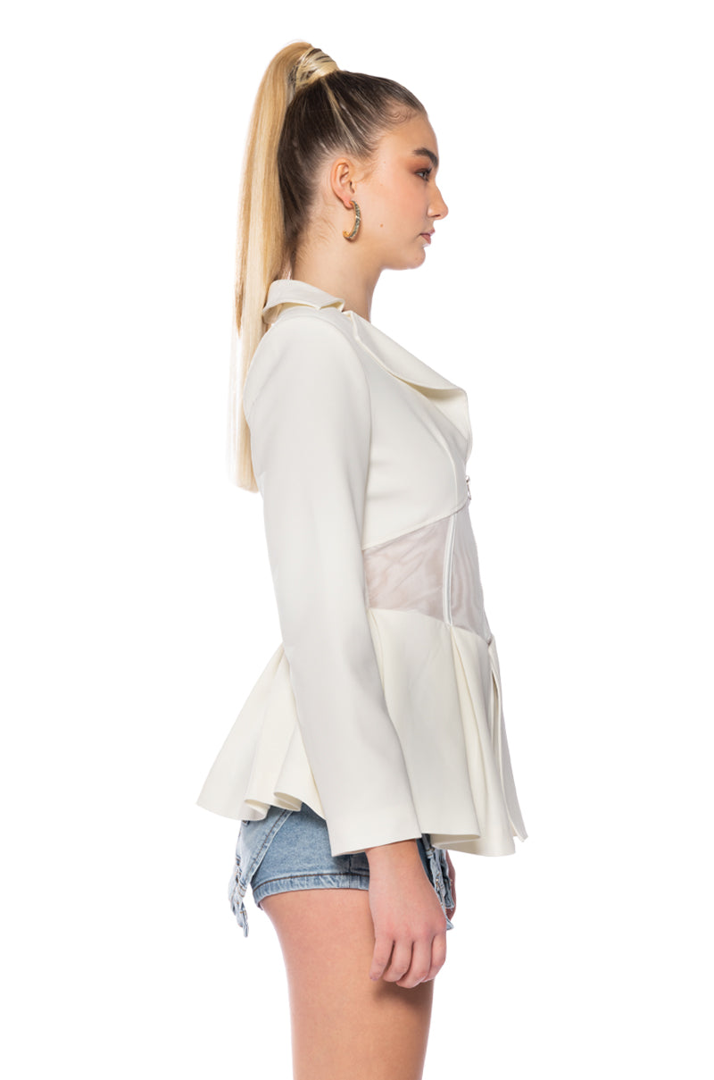 Detail View Mila Corseted Peplum Blazer