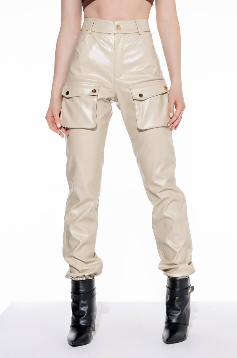 Front View Mila Faux Leather Jogger