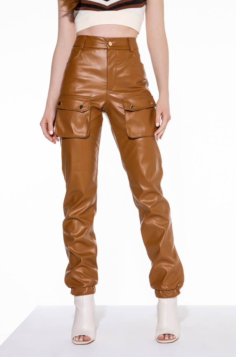 MILA FAUX LEATHER JOGGER view 0