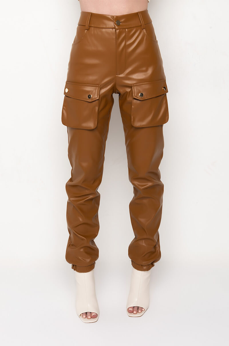 Back View Mila Faux Leather Jogger