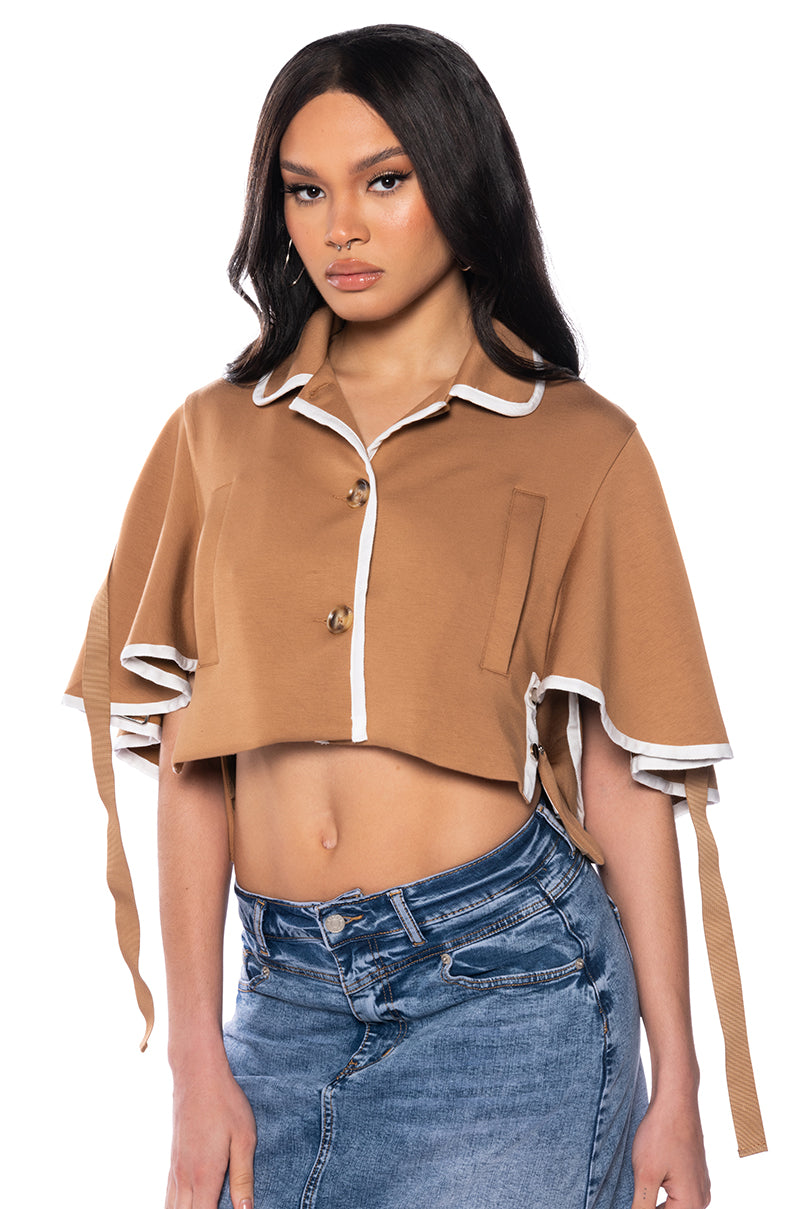 Front View Miles Boxy Scuba Jacket With Adjustable Sleeves