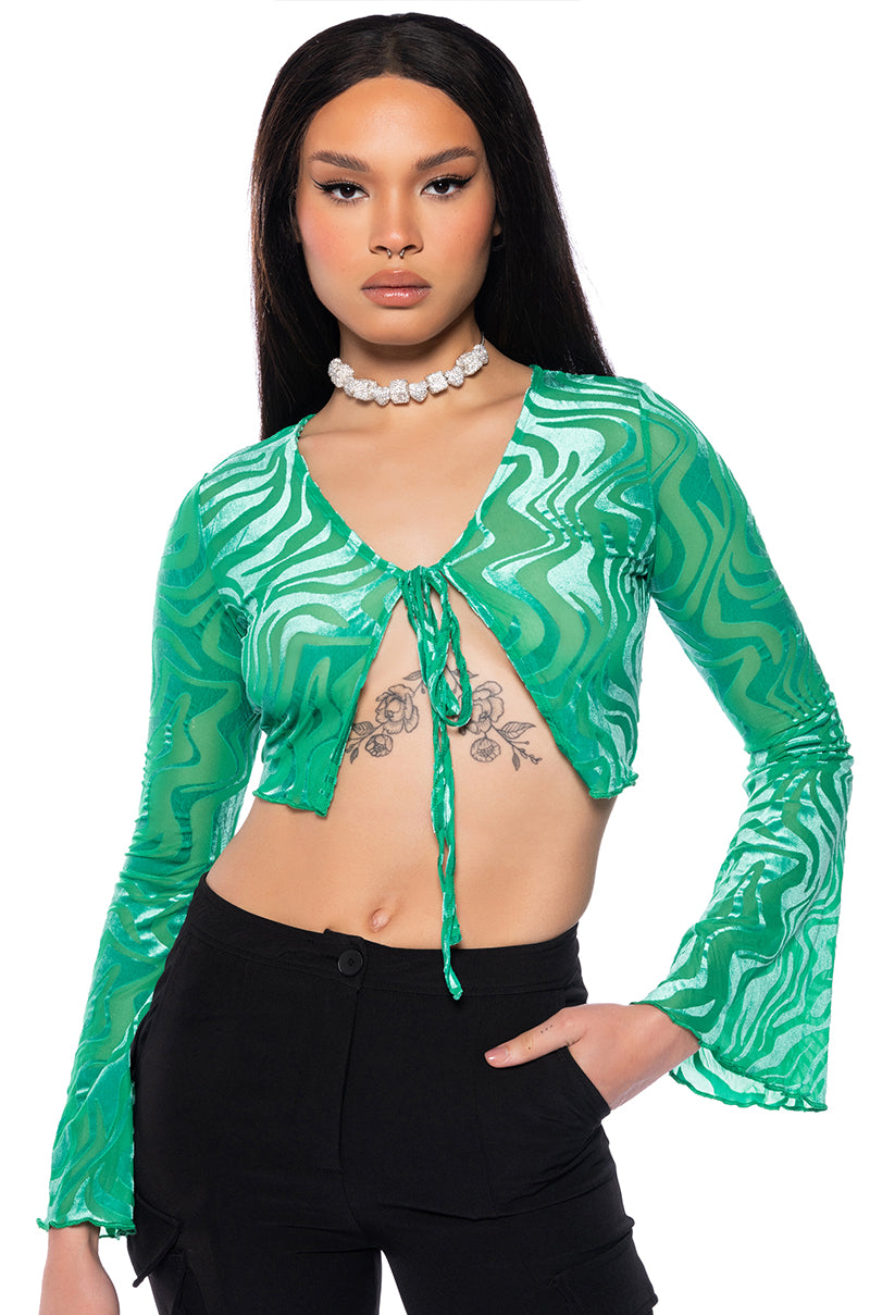 Front View Milky Way Longsleeve Tie Front Top