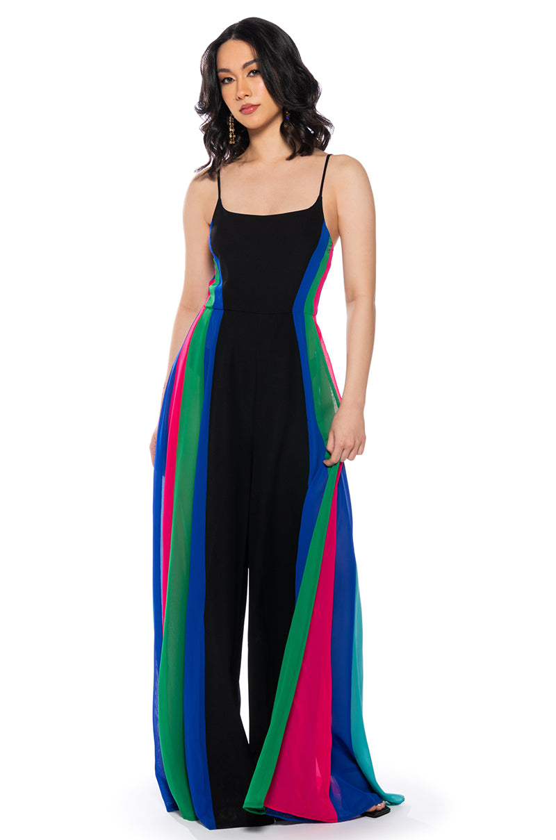Front View Mimi Colorblocked Scoop Neck Jumpsuit