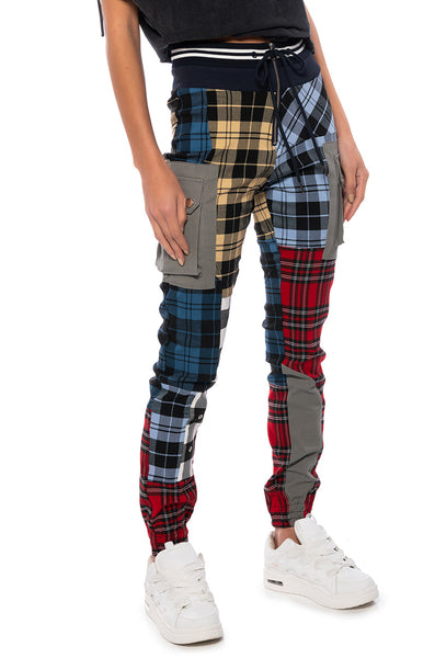 Women Gingham Pants Bow Tie Side Split Wide Leg Pants Y2k