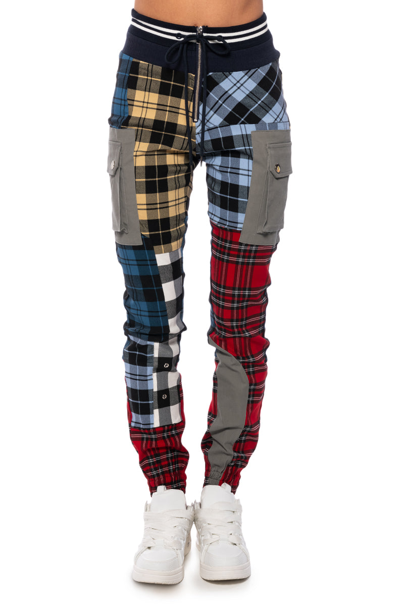 Back View Mind Your Business Multicolor Plaid Pant