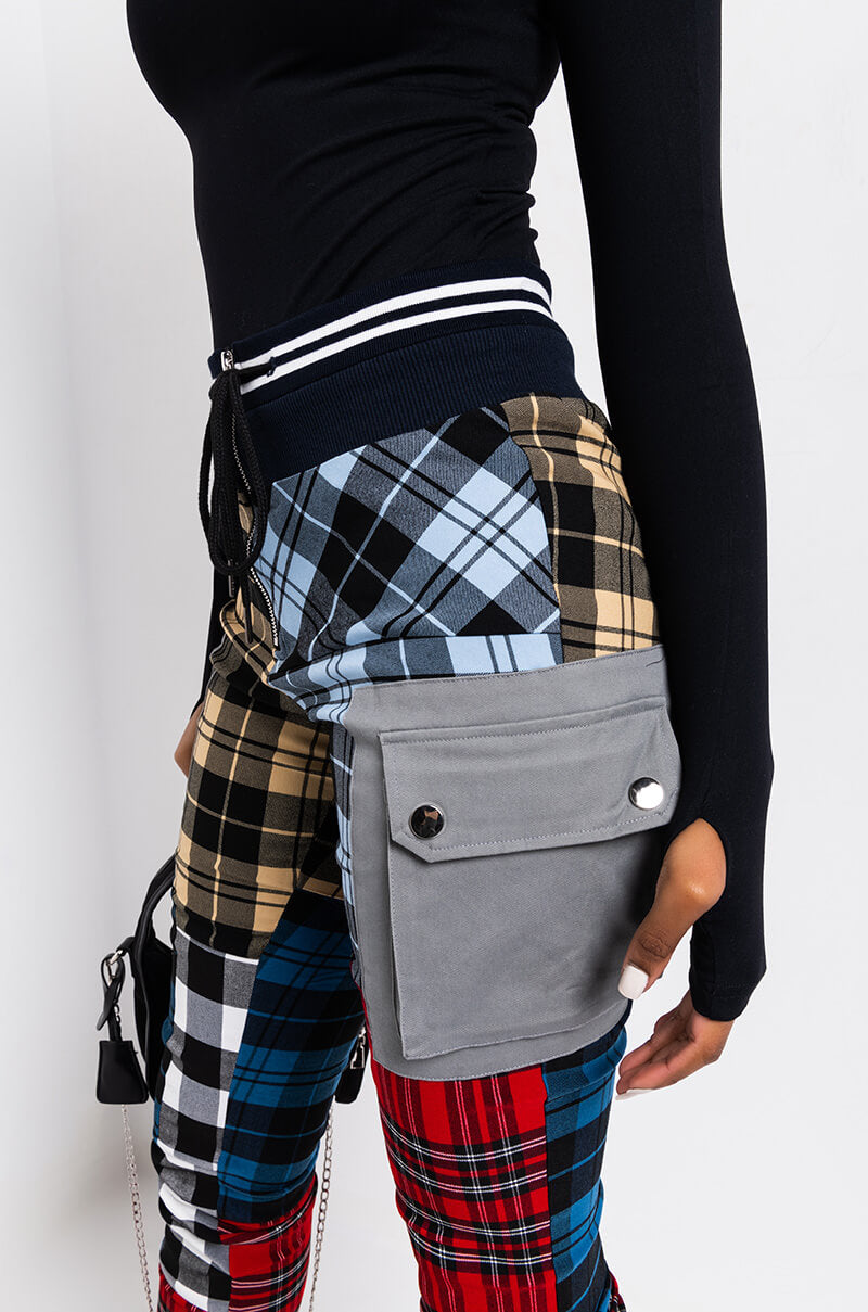Detail View Mind Your Business Multicolor Plaid Pant in Grey Multi