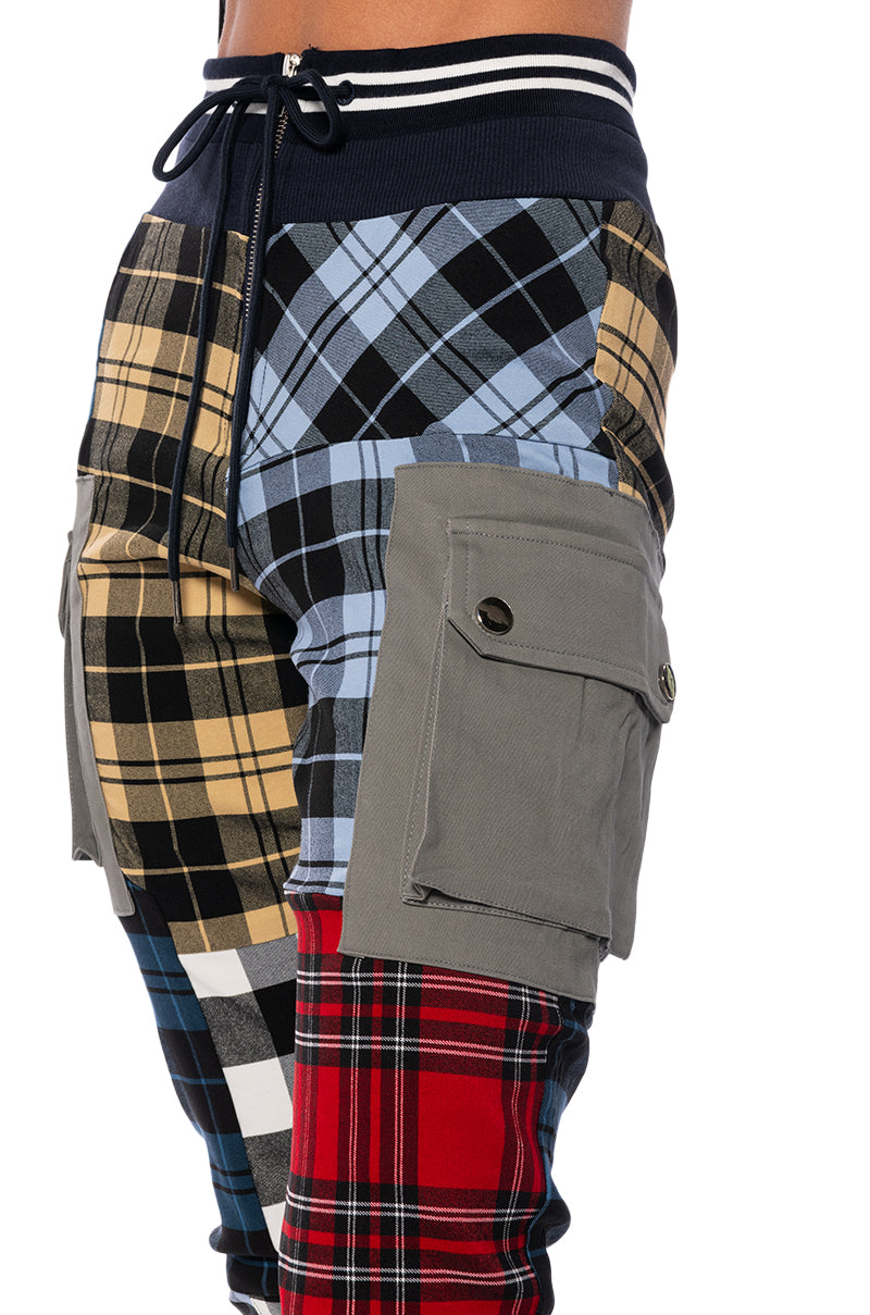 Extra View Mind Your Business Multicolor Plaid Pant