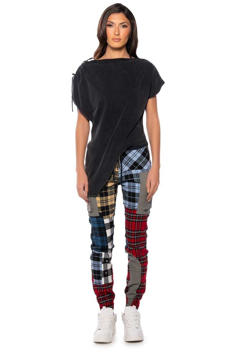 Extra View Mind Your Business Multicolor Plaid Pant