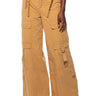 Front View Minding Mine Wide Leg Cargo Pant In Beige