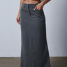 Front View Minimal Elegance Woven Maxi Skirt