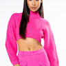 Front View Miriam Balloon Sleeve Crop Sweater