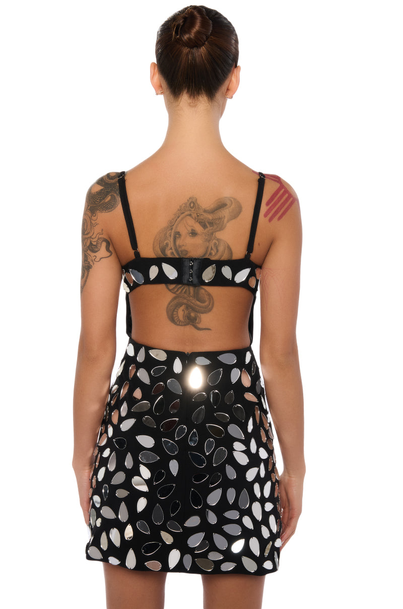Full View Mirror Mirror On The Wall Cut Out Mini Dress