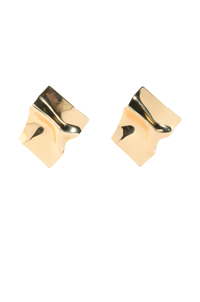 Side View Mirror Mirror Oversized Studs In Gold