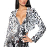 Front View Mirrorball Crop Sequin Blazer