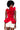 Front View Miss Fashionista Sleeveless Ruffle Peplum Blouse In Red