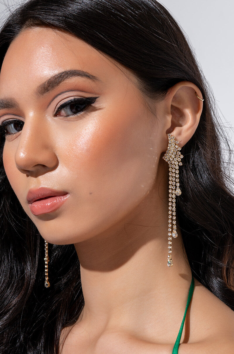 Front View Miss Icy Rhinestone Dangle Earring