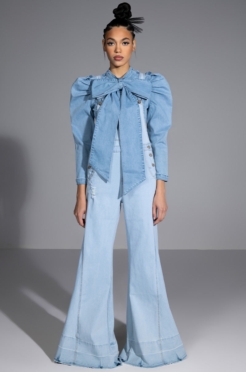 Extra View Miss Independent Denim Long Sleeve Blouse