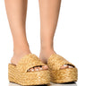 Front View Miss You Woven Flat Sandal In Beige