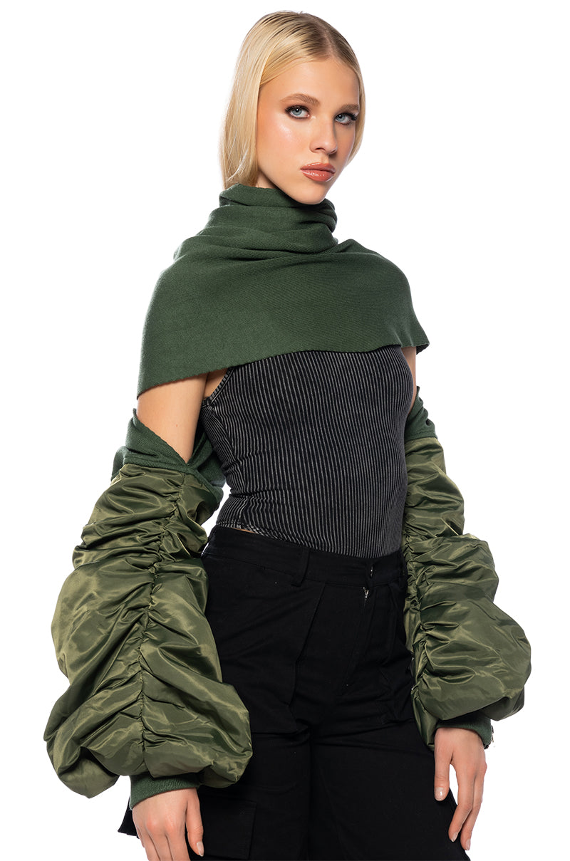 Detail View Mission Accomplished Multi Way Bomber Scarf Jacket