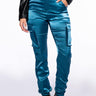 Front View Mission Impossible Satin Cargo Jogger Pants