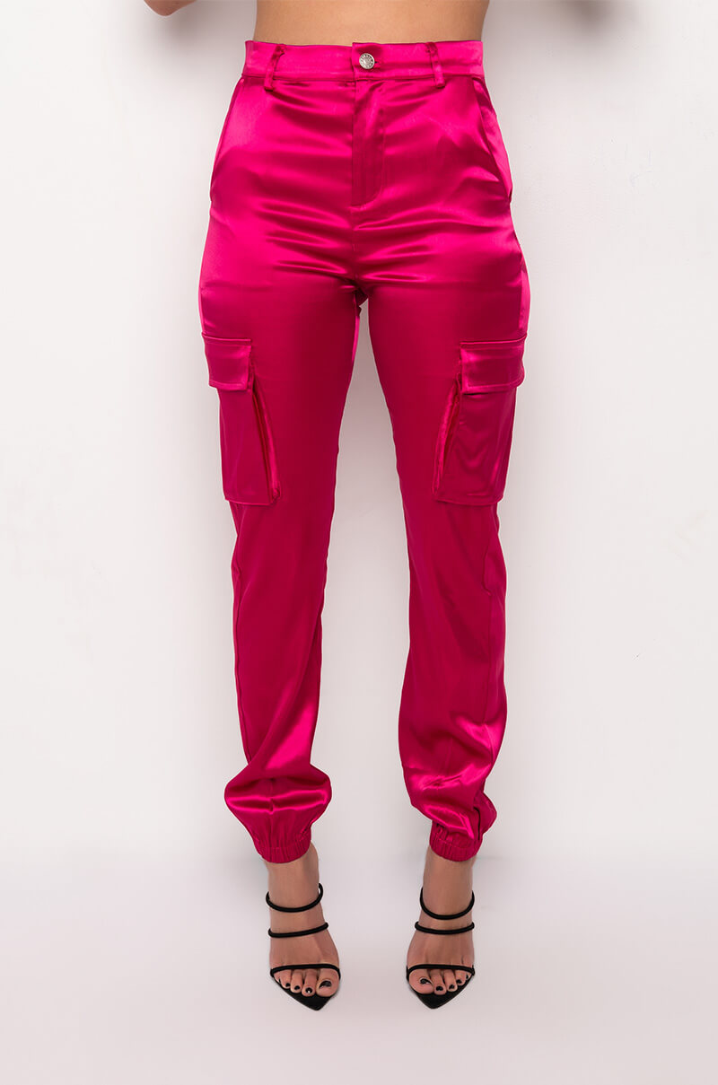 Back View Mission Impossible Satin Cargo Jogger Pants 2