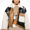 Front View Mixed Media Boxy Jacket Coat