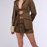 Front View Mocha Luv Tie Front Blazer