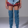 Front View Modern Punk Plaid Ruffle Denim Short