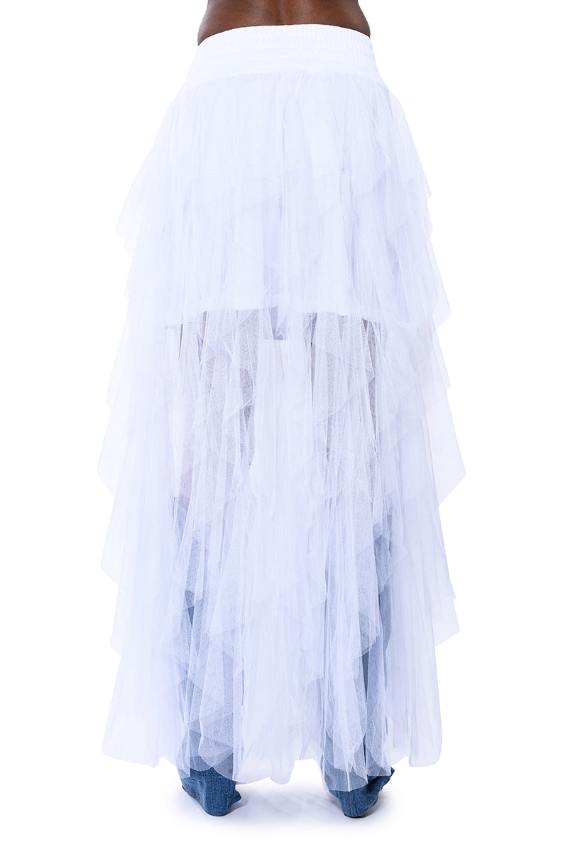 Extra View Modern Royalty Layered Mesh Maxi Skirt