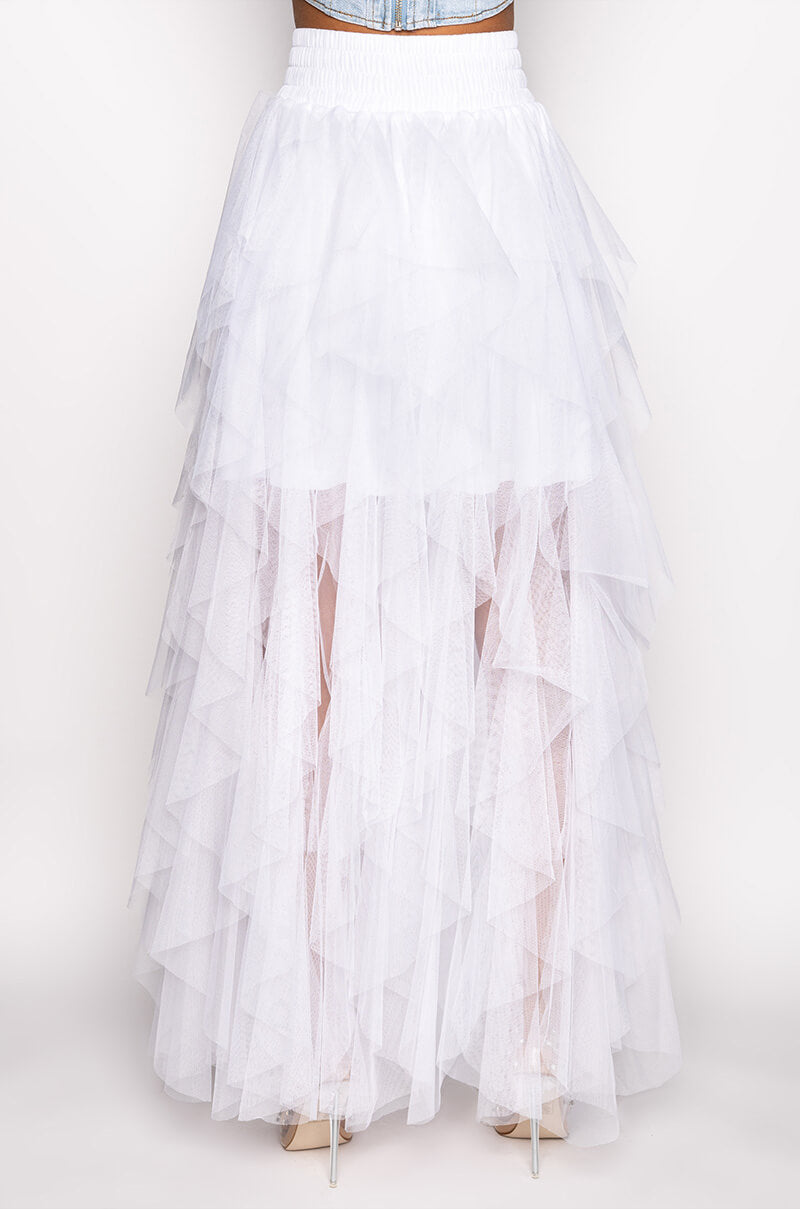 Extra View Modern Royalty Layered Mesh Maxi Skirt