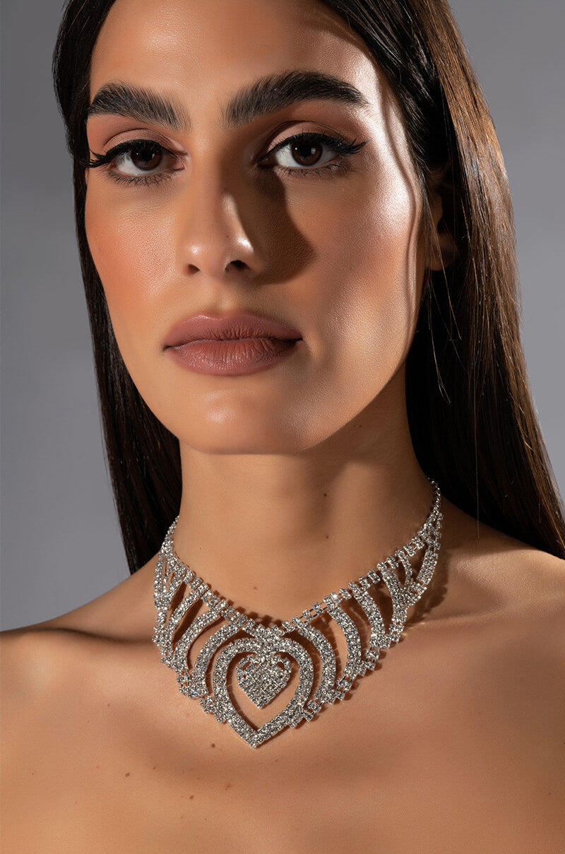 Front View Modern Royalty Rhinestone Necklace