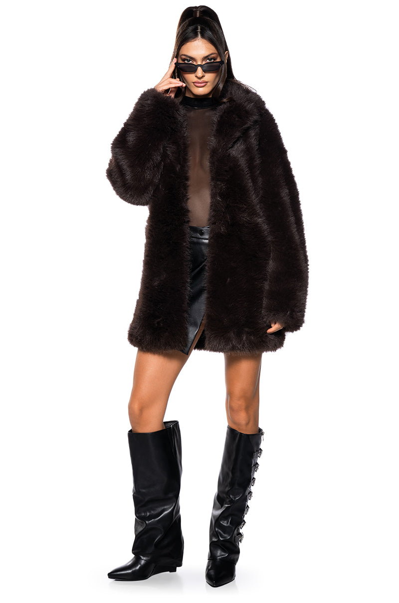 Detail View Molly Faux Fur Evening Coat
