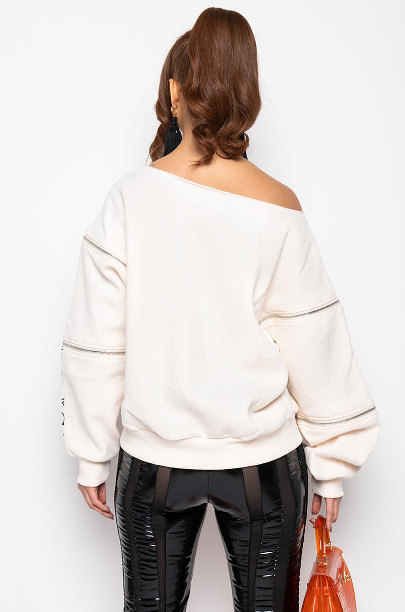 Extra View Mondrian Off The Shoulder Oversized Sweatshirt