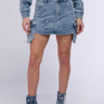 Front View Money Signs Denim Mini Skirt