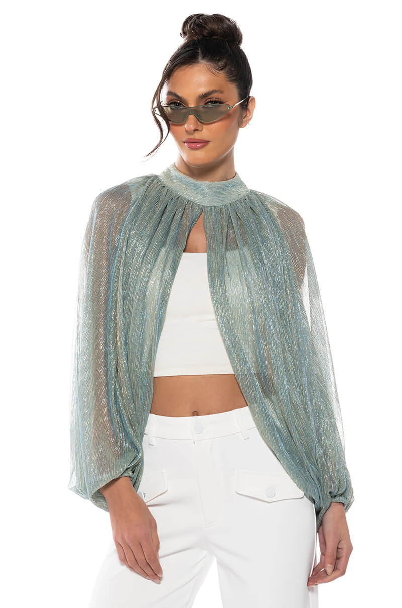 Front View Monica Sheer Overlay Blouse 0